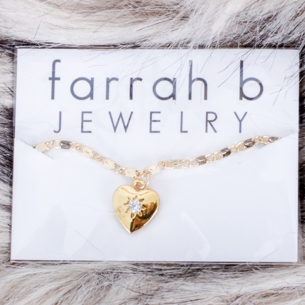 NWT Farrah B Heart Charm Gold Anklet